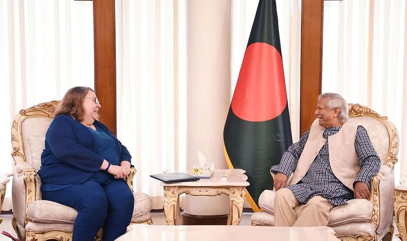 US charge d’ affaires in Dhaka Helen LaFave calls on interim government chief adviser professor Dr. Muhammad Yunus at the State Guest House Jamuna in Dhaka on 2 September 2024